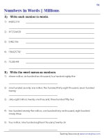 Revision Worksheets | Millions and Billions