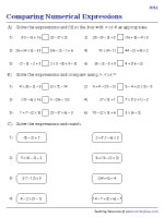 Comparing Numerical Expressions - Moderate