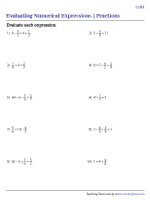 Evaluating Numerical Expressions with Fractions