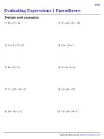 Expressions with Parentheses | Moderate / Difficult