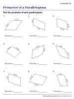 Perimeter of a Parallelogram - Decimals - Customary