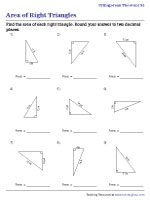 Finding the Area of Right Triangles - Pythagorean Theorem - Customary