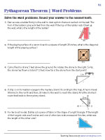 Pythagorean Theorem Word Problems - Customary