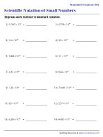 Converting Scientific Notation of Numbers into Standard Notation