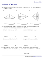 Volume of Cones - Decimals - Difficult - Customary