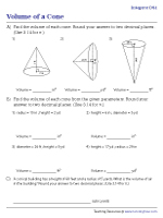 Volume of Cones - Integers - Difficult - Customary